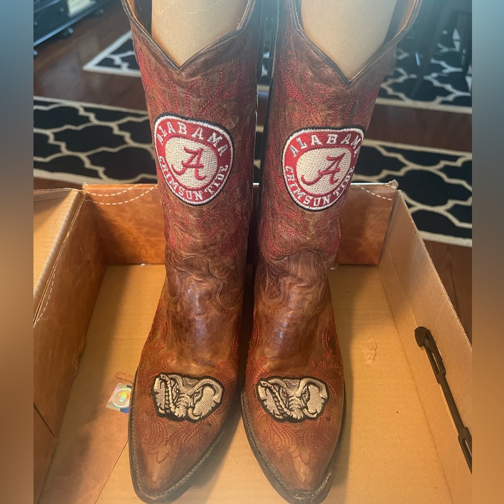 Alabama Crimson Tide Brown Embroidered Heeled Boots